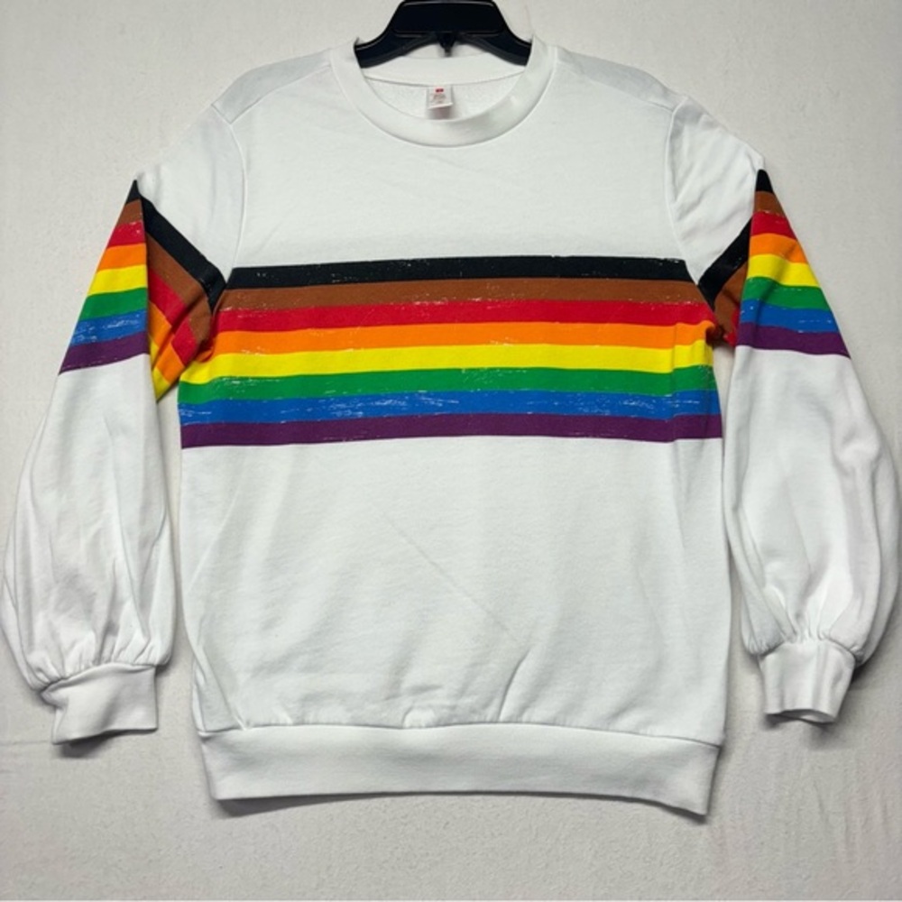 Sweatshirt Rainbow Long Sleeve‎ Crew Neck Size S